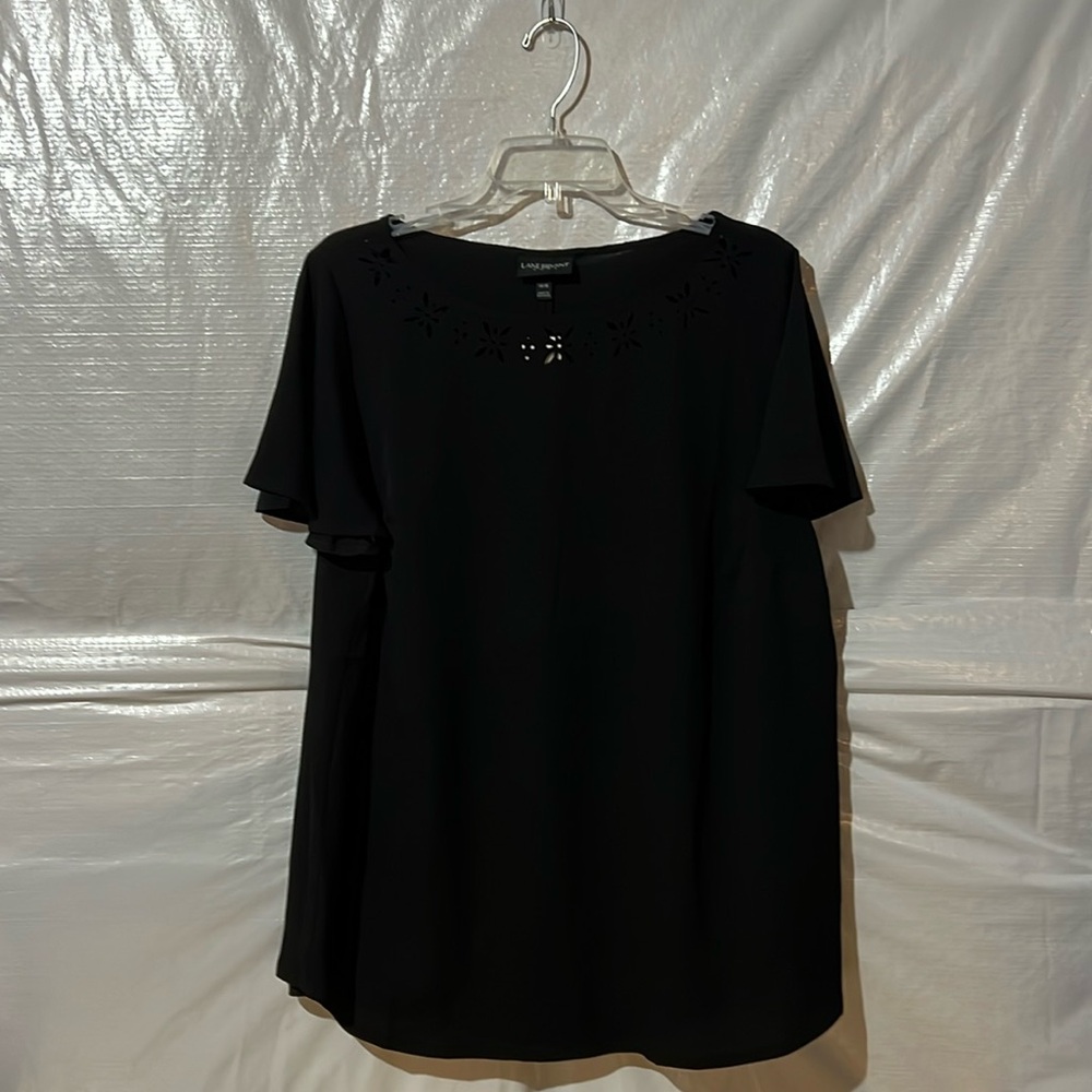 NWT LANE BRYANT black short sleeve blouse